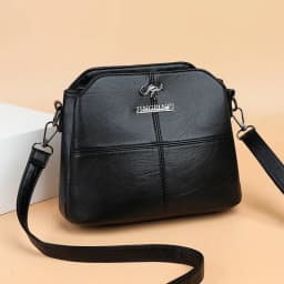 Fashionable Three Interlayer Synthetic Leather Crossbody Bag with Polyester Lining, Stylish Square Single Shoulder Bag for Women
