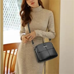 Fashionable Three Interlayer Synthetic Leather Crossbody Bag with Polyester Lining, Stylish Square Single Shoulder Bag for Women