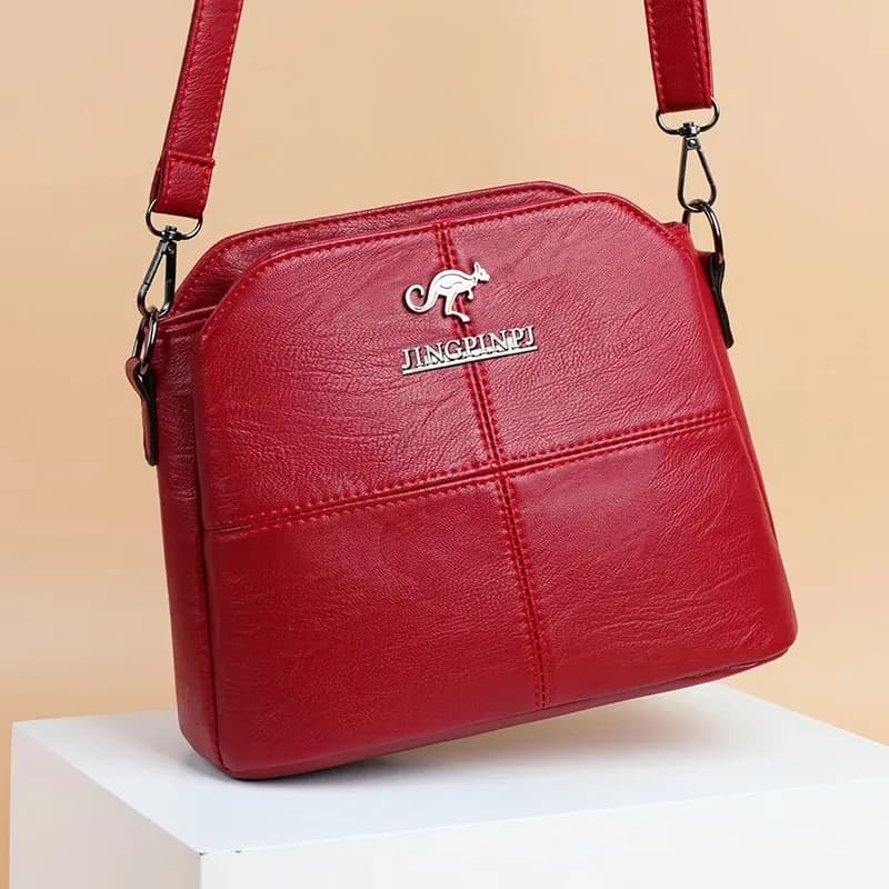 Fashionable Three Interlayer Synthetic Leather Crossbody Bag with Polyester Lining, Stylish Square Single Shoulder Bag for Women