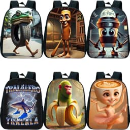 Italian Brainrot Tung Tung Tung Sahur Kids Backpack Toddler Boys Kindergarten School Bags Children Cartoon Waterproof Backpack