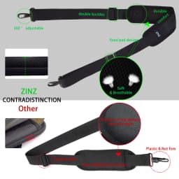 ZINZ 79 inch Shoulder Strap, Extra-thick Fixed Cushion Pad and Dual Clasps Universal Replacement Strap with Metal Swivel Hooks