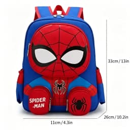 1Pc Mesuca 3D Little Spider Kids Backpack, Cartoon Supes Kindergarten School Bag, Boys Light‑Weight Oxford Cloth Shoulder Bookbag With Small Coin Pouches, Children Daily Travel Backpack Gift