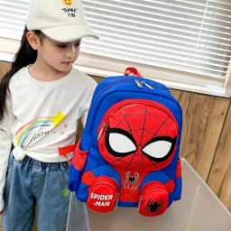 1Pc Mesuca 3D Little Spider Kids Backpack, Cartoon Supes Kindergarten School Bag, Boys Light‑Weight Oxford Cloth Shoulder Bookbag With Small Coin Pouches, Children Daily Travel Backpack Gift