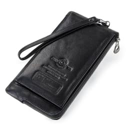 CONTACT'S Genuine Leather Long Wallet for Men Bifold Zipper Men's Wallet Card Holder Coin Purse Money Clip Women's Purse Handbag