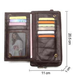 CONTACT'S Genuine Leather Long Wallet for Men Bifold Zipper Men's Wallet Card Holder Coin Purse Money Clip Women's Purse Handbag