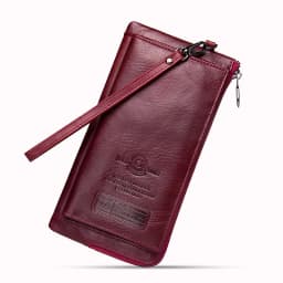 CONTACT'S Genuine Leather Long Wallet for Men Bifold Zipper Men's Wallet Card Holder Coin Purse Money Clip Women's Purse Handbag
