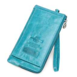 CONTACT'S Genuine Leather Long Wallet for Men Bifold Zipper Men's Wallet Card Holder Coin Purse Money Clip Women's Purse Handbag