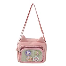 Kawaii Ita Bag for Anime Pins Transparent Window Tote Bag Sweet Lolita Lace Shoulder Bag Large Capacity Handbag for Girls