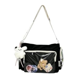 Kawaii Ita Bag for Anime Pins Transparent Window Tote Bag Sweet Lolita Lace Shoulder Bag Large Capacity Handbag for Girls