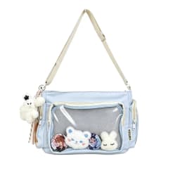 Kawaii Ita Bag for Anime Pins Transparent Window Tote Bag Sweet Lolita Lace Shoulder Bag Large Capacity Handbag for Girls