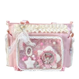 Kawaii Ita Bag for Anime Pins Transparent Window Tote Bag Sweet Lolita Lace Shoulder Bag Large Capacity Handbag for Girls