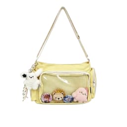 Kawaii Ita Bag for Anime Pins Transparent Window Tote Bag Sweet Lolita Lace Shoulder Bag Large Capacity Handbag for Girls