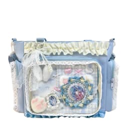 Kawaii Ita Bag for Anime Pins Transparent Window Tote Bag Sweet Lolita Lace Shoulder Bag Large Capacity Handbag for Girls