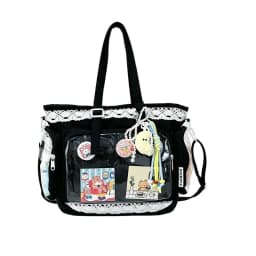 Kawaii Ita Bag for Anime Pins Transparent Window Tote Bag Sweet Lolita Lace Shoulder Bag Large Capacity Handbag for Girls