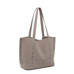 Suede Polka Dot Metal Studded Shoulder Bag with Matching Purse,Women Rivet Underarm Tote Bag,Large Solid Vintage Women Handbag
