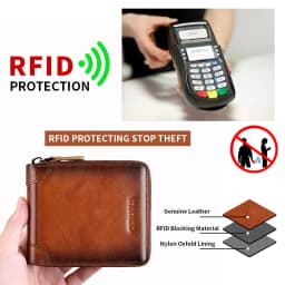 Wallet for Men Genuine Leather Zipper Wallet, Change Card Bag, All-in-One Wallet, Trendy Short Clip for Men