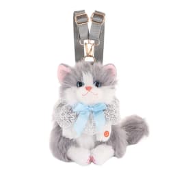 New Realistic Cat Simulated Puppet Cat Backpack Soft Fluffy Cute Cartoon Cat Backpack School Bags Travel Storage