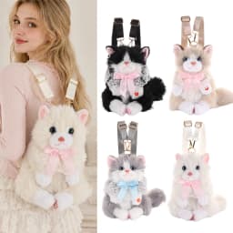 New Realistic Cat Simulated Puppet Cat Backpack Soft Fluffy Cute Cartoon Cat Backpack School Bags Travel Storage