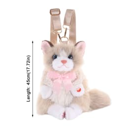 New Realistic Cat Simulated Puppet Cat Backpack Soft Fluffy Cute Cartoon Cat Backpack School Bags Travel Storage