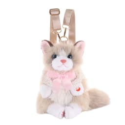 New Realistic Cat Simulated Puppet Cat Backpack Soft Fluffy Cute Cartoon Cat Backpack School Bags Travel Storage