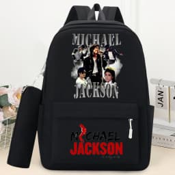 King of Pop Michael Jackson Schoolbag with Pencil Case Anime Printed Fashion Backpack Students Book Stationery Storage Backpacks
