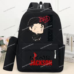 King of Pop Michael Jackson Schoolbag with Pencil Case Anime Printed Fashion Backpack Students Book Stationery Storage Backpacks