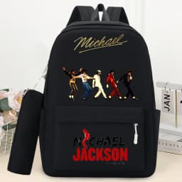 King of Pop Michael Jackson Schoolbag with Pencil Case Anime Printed Fashion Backpack Students Book Stationery Storage Backpacks