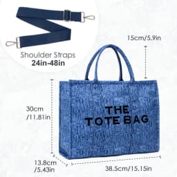 Denim Canvas Tote Bag For Women Large Capacity Color Canvas Bucket Tote Handbags Casual Shoulder Crossbody Bags