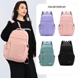 Macaron Gentle Solid Color Backpack Lightweight Load Reducing Multi-layer Storage Student School Bags Campus Commuting Backpack