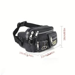Fashionable Multi Layer Zipper Waist Bag Fanny Pack, Canvas Retro Basic Chest Crossbody Bag Men's Sports Running Phone Pocket