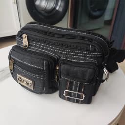 Fashionable Multi Layer Zipper Waist Bag Fanny Pack, Canvas Retro Basic Chest Crossbody Bag Men's Sports Running Phone Pocket