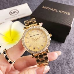 Brand new Michael Kors luxury women's watch bag, diamond-accented dial, quartz movement, casual business style, alloy material,
