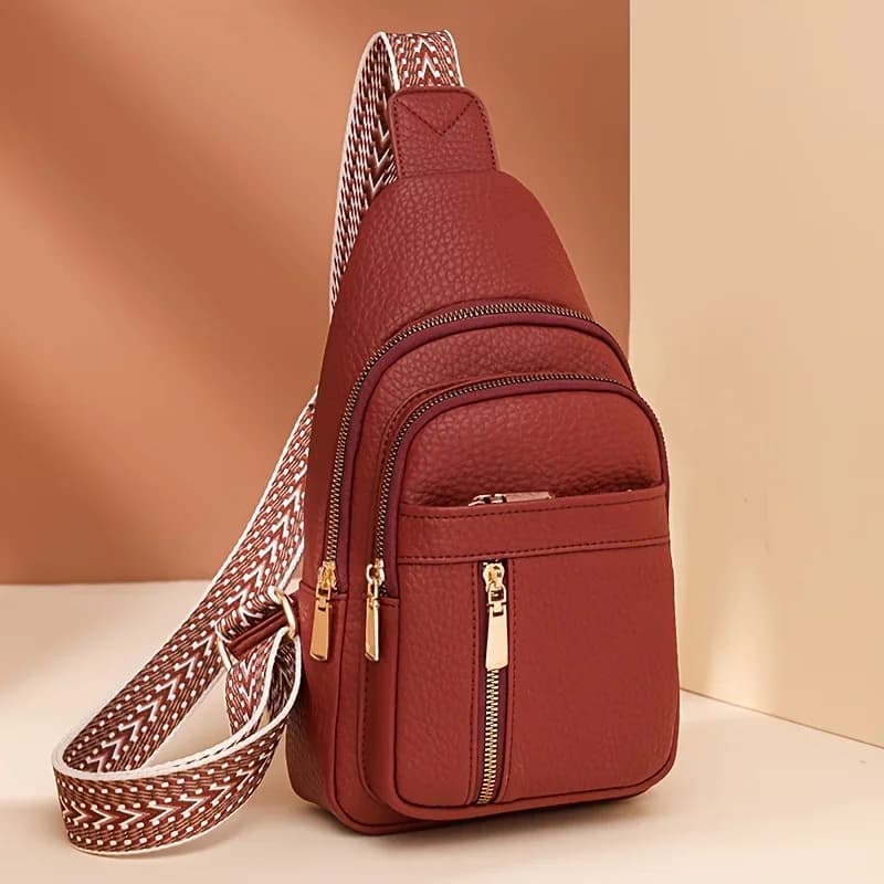 Multifunctional Retro Chic PU Soft Leather Crossbody Bag Multiple Zippered Pockets Versatile for Leisure and Sports