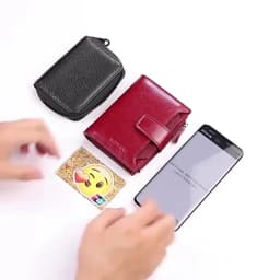 Genuine Leather Wallets for Women Red Money Purses Zipper Rfid Short Female Small Card Holder Coin Purse Trifold Bifold Wallet