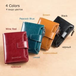 Genuine Leather Wallets for Women Red Money Purses Zipper Rfid Short Female Small Card Holder Coin Purse Trifold Bifold Wallet