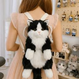 Cute Cat Plush Backpack for Girls, 14 Inch Kawaii Animal Bag, Soft Kitty Shoulder Bag for Everyday Outfits & Gifts