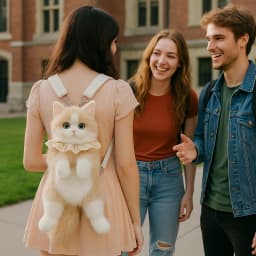 Cute Cat Plush Backpack for Girls, 14 Inch Kawaii Animal Bag, Soft Kitty Shoulder Bag for Everyday Outfits & Gifts
