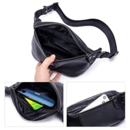 GenuineLeather Fanny Packs for Men Belt Bag Fashionable Waist Pack Sling Crossbody Bag for Workout Travel Camping Hiking Walking