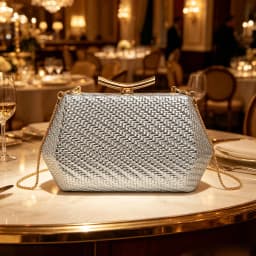 Light Luxury Woven Diamond Pattern Women's Evening Bag Simple Pure Colors Messenger Bag Suitable for Wedding and Party Occasions