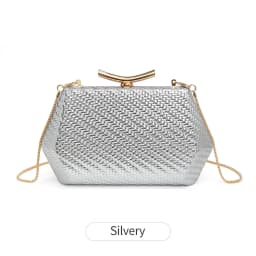 Light Luxury Woven Diamond Pattern Women's Evening Bag Simple Pure Colors Messenger Bag Suitable for Wedding and Party Occasions