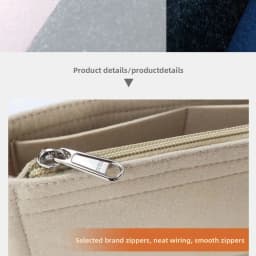 Felt Organizer Insert Thickened Sturdy Bag Shaper Multi Compartment Zipper Design Foldable Liner Pouch For Lunch Bag Tote Bag