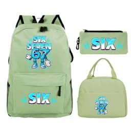 Fun Six Seven Print 3Pcs/Set Backpack Teen Boy Girl Back To School Schoolbag 67 Italian Brainrot Lunch Bag Rucksack Pencil Case