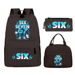 Fun Six Seven Print 3Pcs/Set Backpack Teen Boy Girl Back To School Schoolbag 67 Italian Brainrot Lunch Bag Rucksack Pencil Case