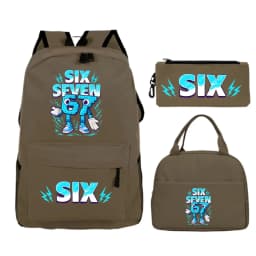 Fun Six Seven Print 3Pcs/Set Backpack Teen Boy Girl Back To School Schoolbag 67 Italian Brainrot Lunch Bag Rucksack Pencil Case
