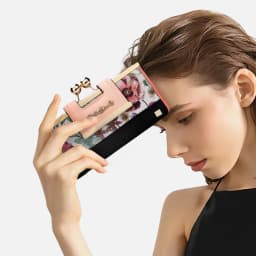 Chic Women’s Long Wallet with Vivid butterfly Floral Print, Durable PU Leather, Gold Kiss-Lock, Multiple Card Slots, Bill Sectio