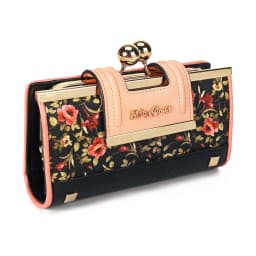 Chic Women’s Long Wallet with Vivid butterfly Floral Print, Durable PU Leather, Gold Kiss-Lock, Multiple Card Slots, Bill Sectio
