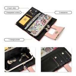 Chic Women’s Long Wallet with Vivid butterfly Floral Print, Durable PU Leather, Gold Kiss-Lock, Multiple Card Slots, Bill Sectio