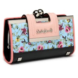 Chic Women’s Long Wallet with Vivid butterfly Floral Print, Durable PU Leather, Gold Kiss-Lock, Multiple Card Slots, Bill Sectio