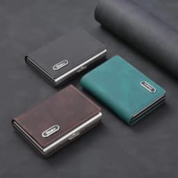 Denior Magsafe Magnetic Card Bag, Press Type Automatic Pop-Up Multifunctional Card Box, Can Hold 6-10 Credit Cards Leather Walle