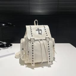 Rivet Y2K Backpack Women Gothic Punk PU Leather Shoulder Bag Ladies Vintage Harajuku Backpacks College Large Capacity School Bag
